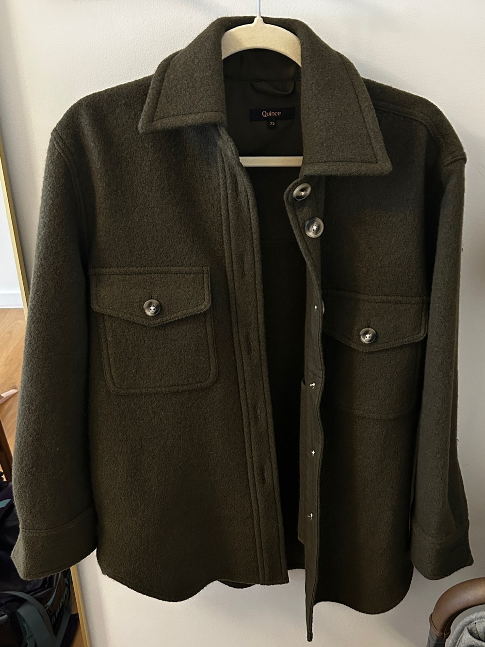 Quince Women’s Olive Green Wool Shirt Jacket